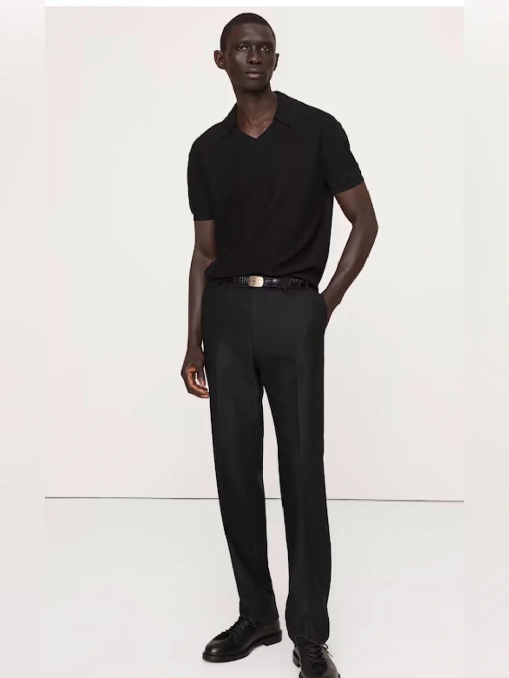 NWOT Banana Republic Signature Italian Hopsack Black Suit Pant Sz 34 x 30.